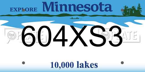 604XS3 Minnesota License Plate