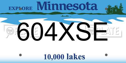 604XSE Minnesota License Plate