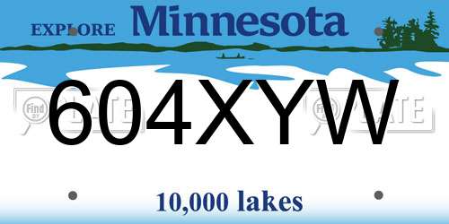 604XYW Minnesota License Plate