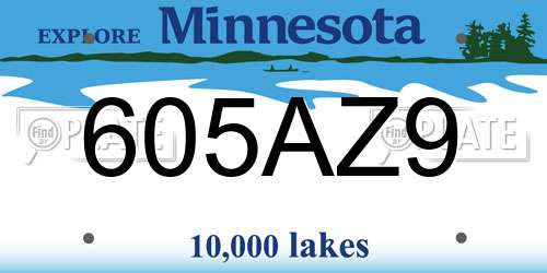 605AZ9 Minnesota License Plate