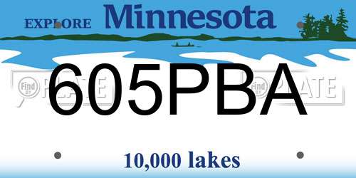 605PBA Minnesota License Plate