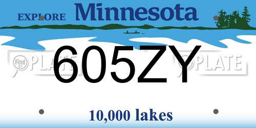605ZY Minnesota License Plate