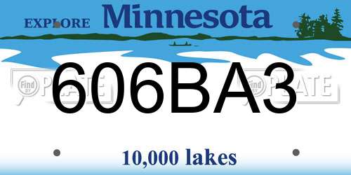 606BA3 Minnesota License Plate
