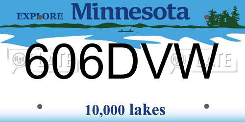 606DVW Minnesota License Plate