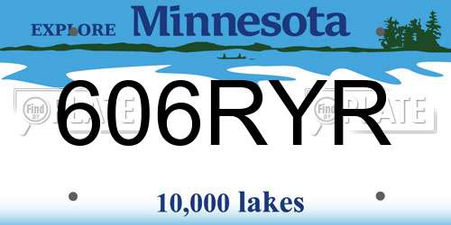606RYR Minnesota License Plate
