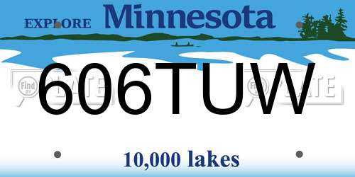 606TUW Minnesota License Plate