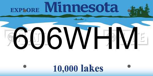 606WHM Minnesota License Plate