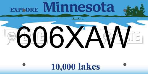 606XAW Minnesota License Plate