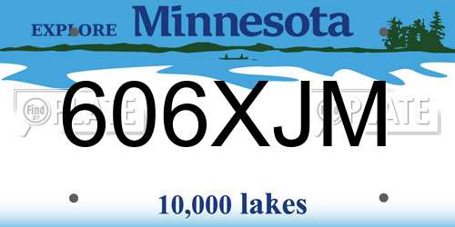 606XJM Minnesota License Plate