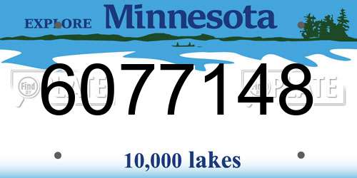 6077148 Minnesota License Plate