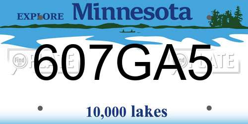 607GA5 Minnesota License Plate