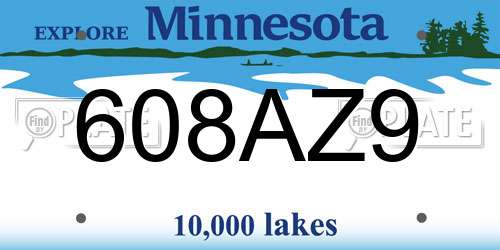 608AZ9 Minnesota License Plate