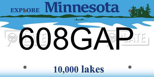 608GAP Minnesota License Plate