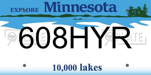608HYR Minnesota License Plate