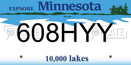 608HYY Minnesota License Plate