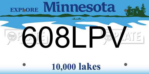 608LPV Minnesota License Plate