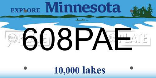 608PAE Minnesota License Plate