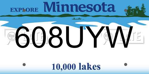 608UYW Minnesota License Plate