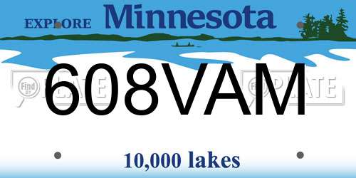 608VAM Minnesota License Plate