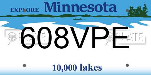 608VPE Minnesota License Plate