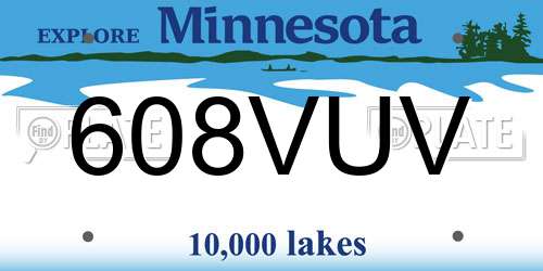 608VUV Minnesota License Plate