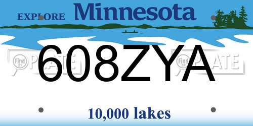 608ZYA Minnesota License Plate