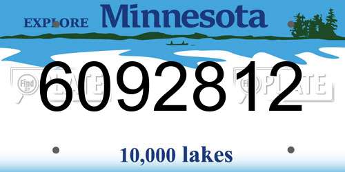 6092812 Minnesota License Plate