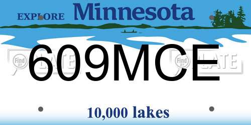 609MCE Minnesota License Plate