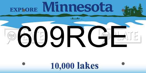 609RGE Minnesota License Plate