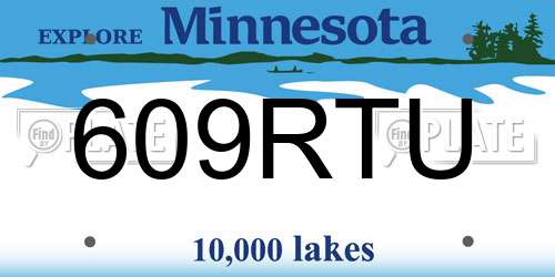 609RTU Minnesota License Plate