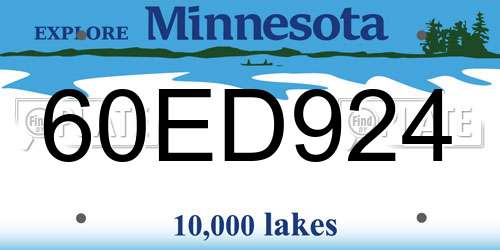 60ED924 Minnesota License Plate