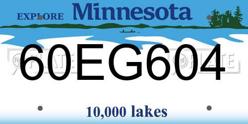 60EG604 Minnesota License Plate