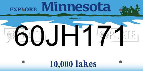 60JH171 Minnesota License Plate