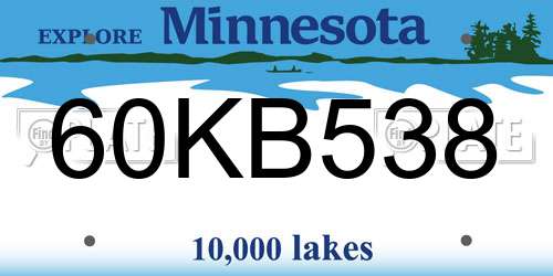 60KB538 Minnesota License Plate