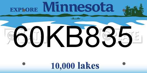 60KB835 Minnesota License Plate