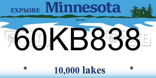 60KB838 Minnesota License Plate