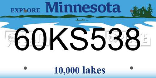 60KS538 Minnesota License Plate