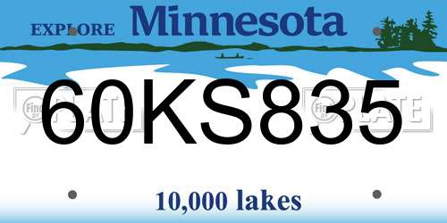 60KS835 Minnesota License Plate