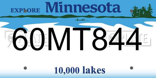 60MT844 Minnesota License Plate