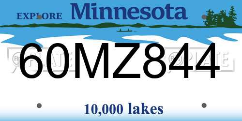 60MZ844 Minnesota License Plate