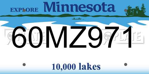 60MZ971 Minnesota License Plate