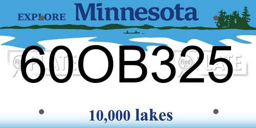 60OB325 Minnesota License Plate