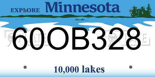 60OB328 Minnesota License Plate