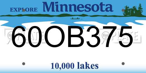 60OB375 Minnesota License Plate