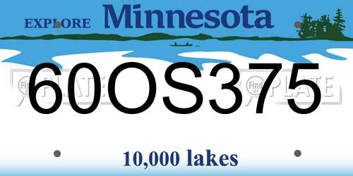 60OS375 Minnesota License Plate