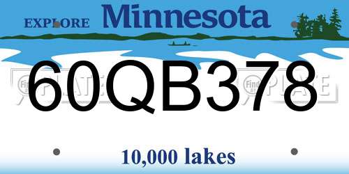 60QB378 Minnesota License Plate