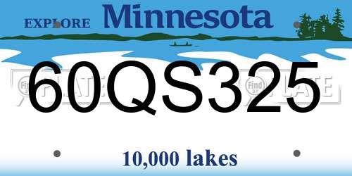 60QS325 Minnesota License Plate