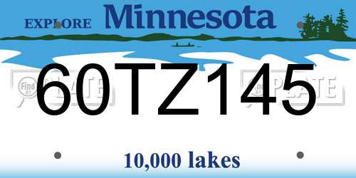 60TZ145 Minnesota License Plate