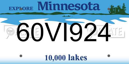 60VI924 Minnesota License Plate