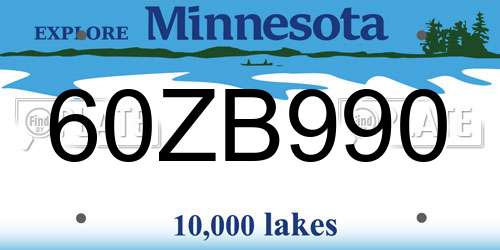 60ZB990 Minnesota License Plate